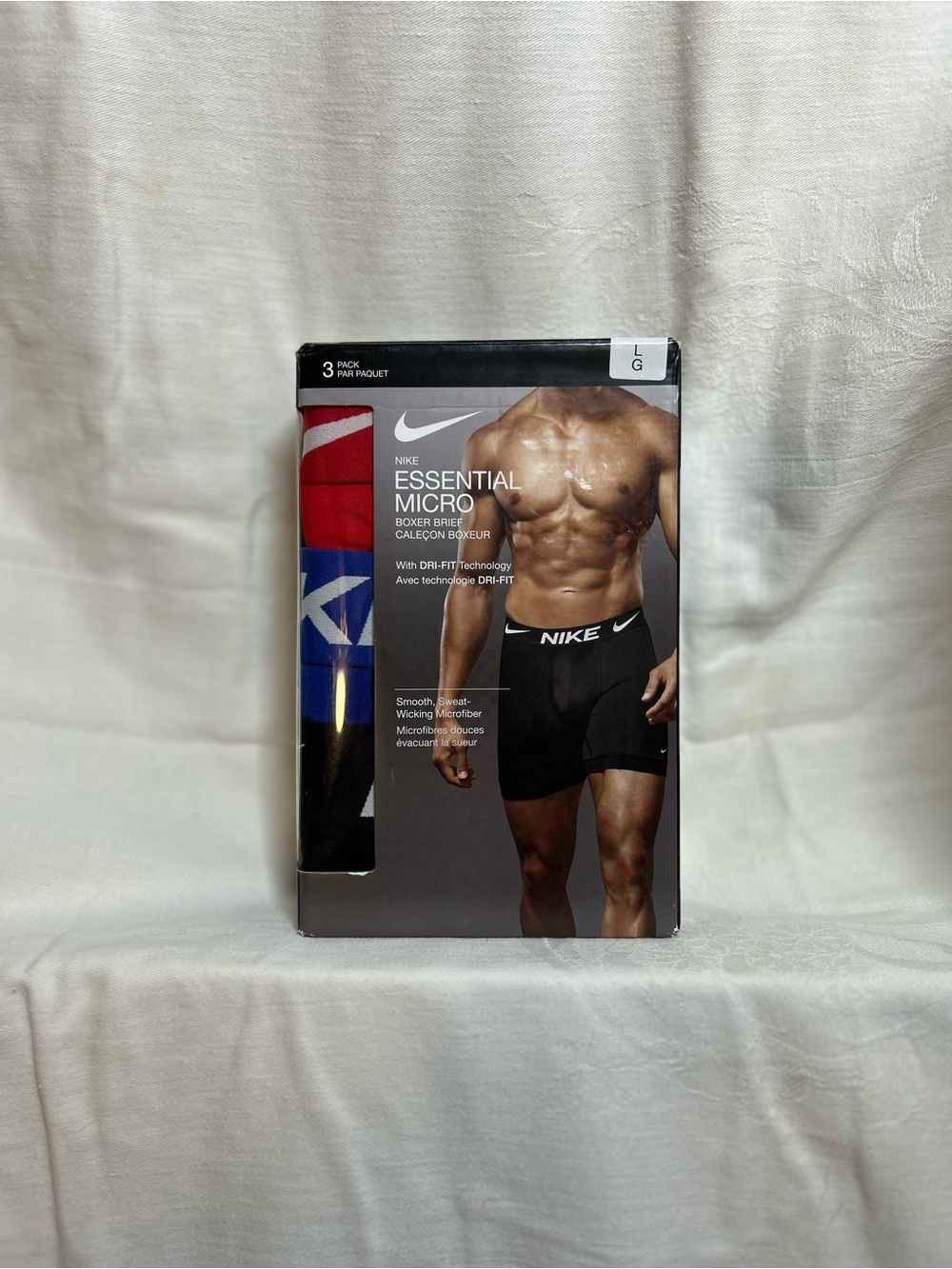 Nike Essential Micro Boxer Briefs - Black, Red & Blue (3-Pack)
